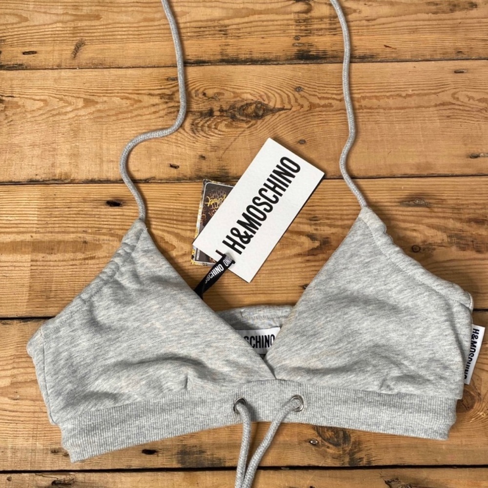 H&M MOSCHINO GRAY HALTER TOP BRA SOLD OUT Size 42